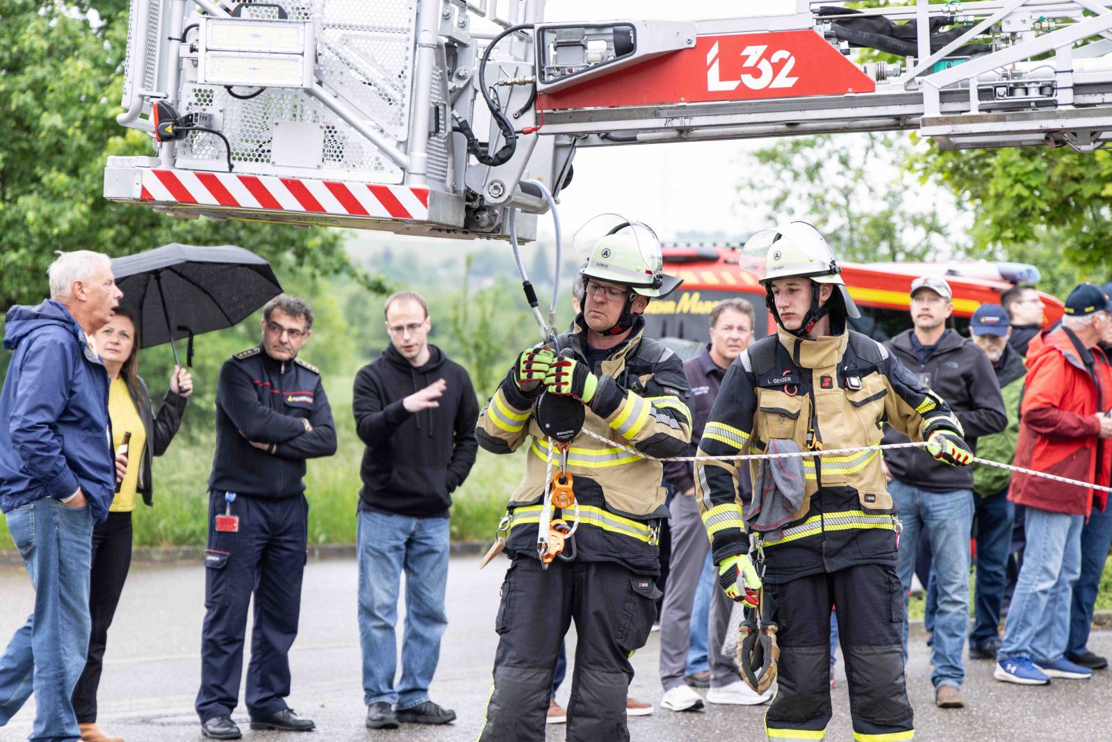 Übung bei der Feuerwehr Marbach