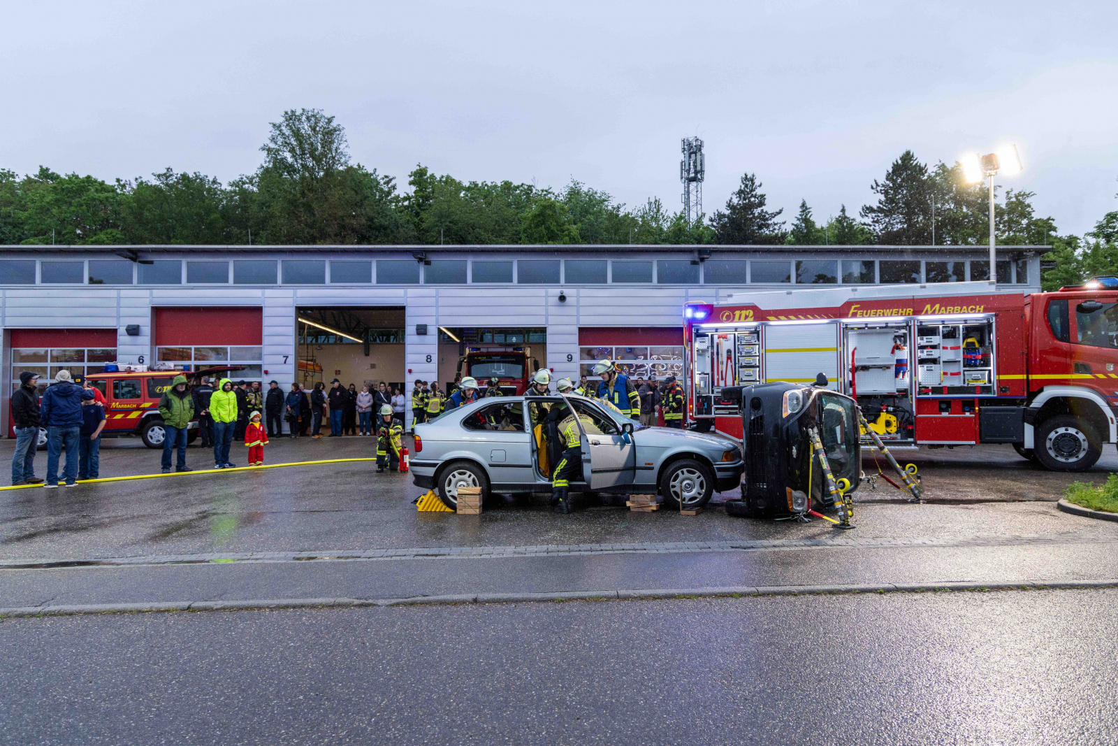 Übung bei der Feuerwehr Marbach